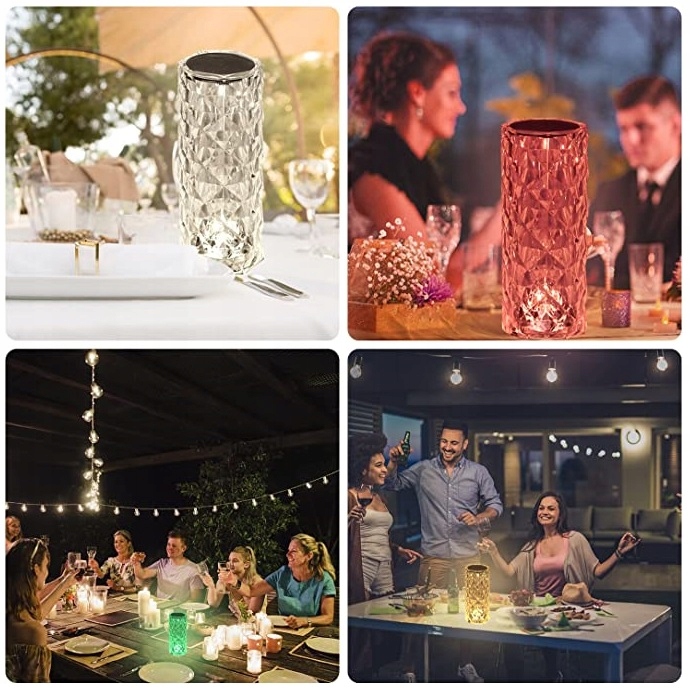 LAMPKA NOCNA LED STOJĄCA DOTYKOWA NOWOCZESNA GLAMOUR KRYSZTAŁOWA PILOT USB Kolor przezroczysty