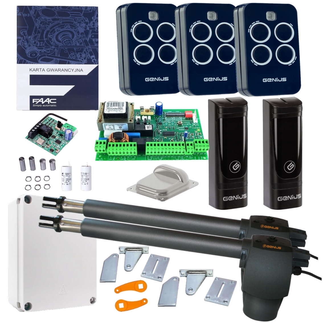 Zestaw napęd siłownik do bramy skrzydłowej Genius G-Bat 300 3xPILOTY Stoper