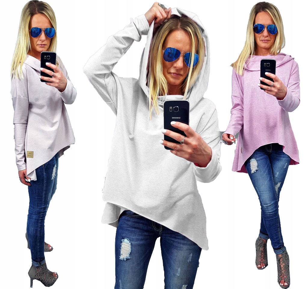 

Asymetryczna Tunika Bluza Sukienka Komin Kaptur XL