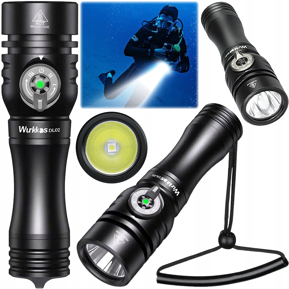 Wurkkos DL02 Latarka Led do nurkowania 3000lm 496m Akumulatorowa