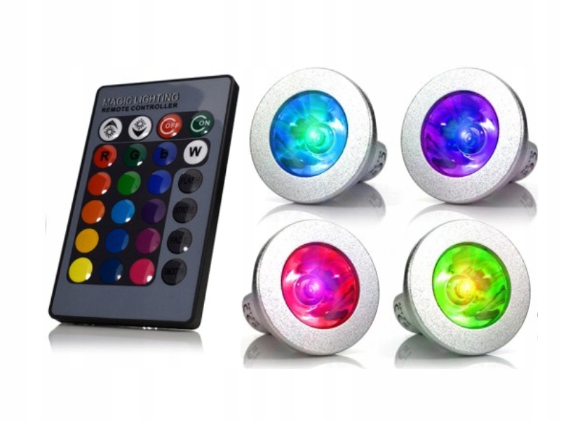 Set 4x Ozdobné Led Osvětlení Rgb GU10 +dálkový Ovladač
