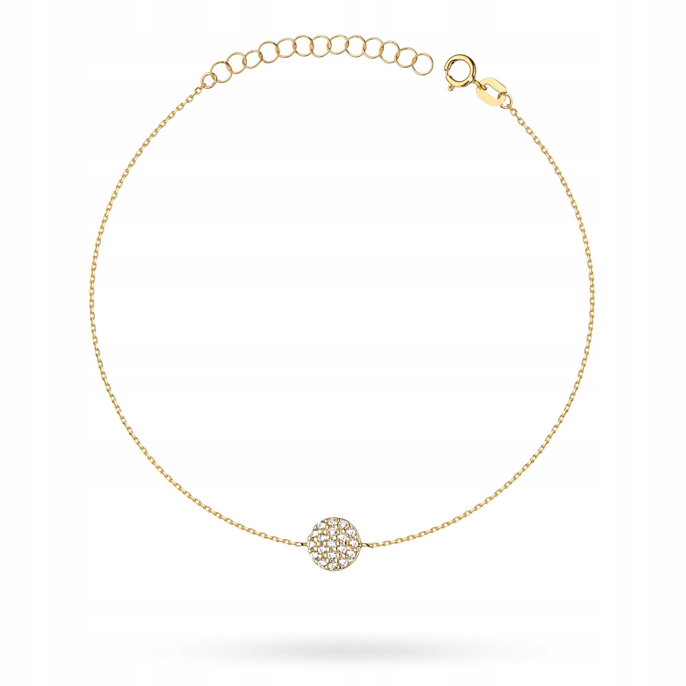 

Złota Bransoletka pr. 585 Koło z Cyrkoniami 14k