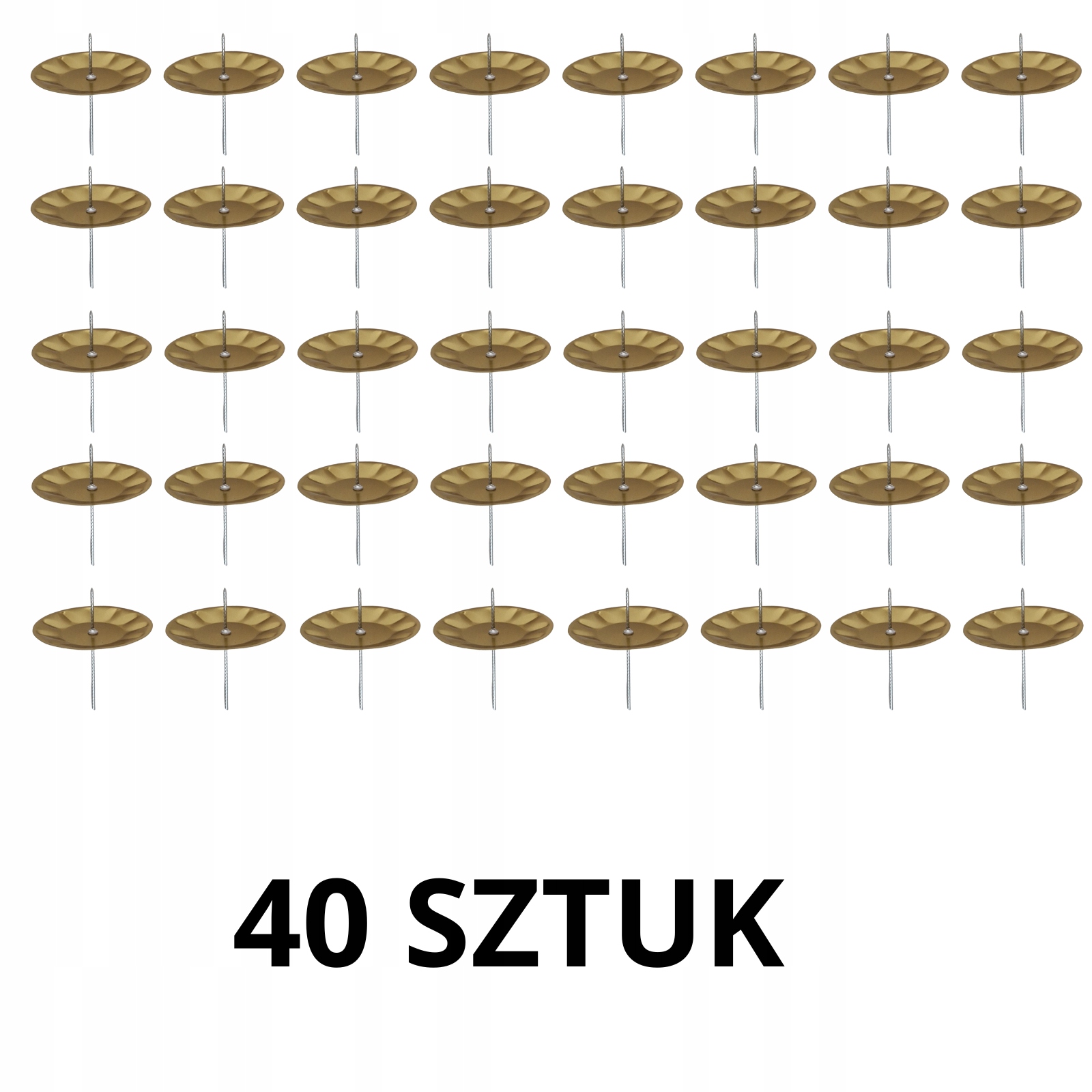 Podstawka metalowa złota Świecznik wbijany do wieńca adwentowego 40 szt.