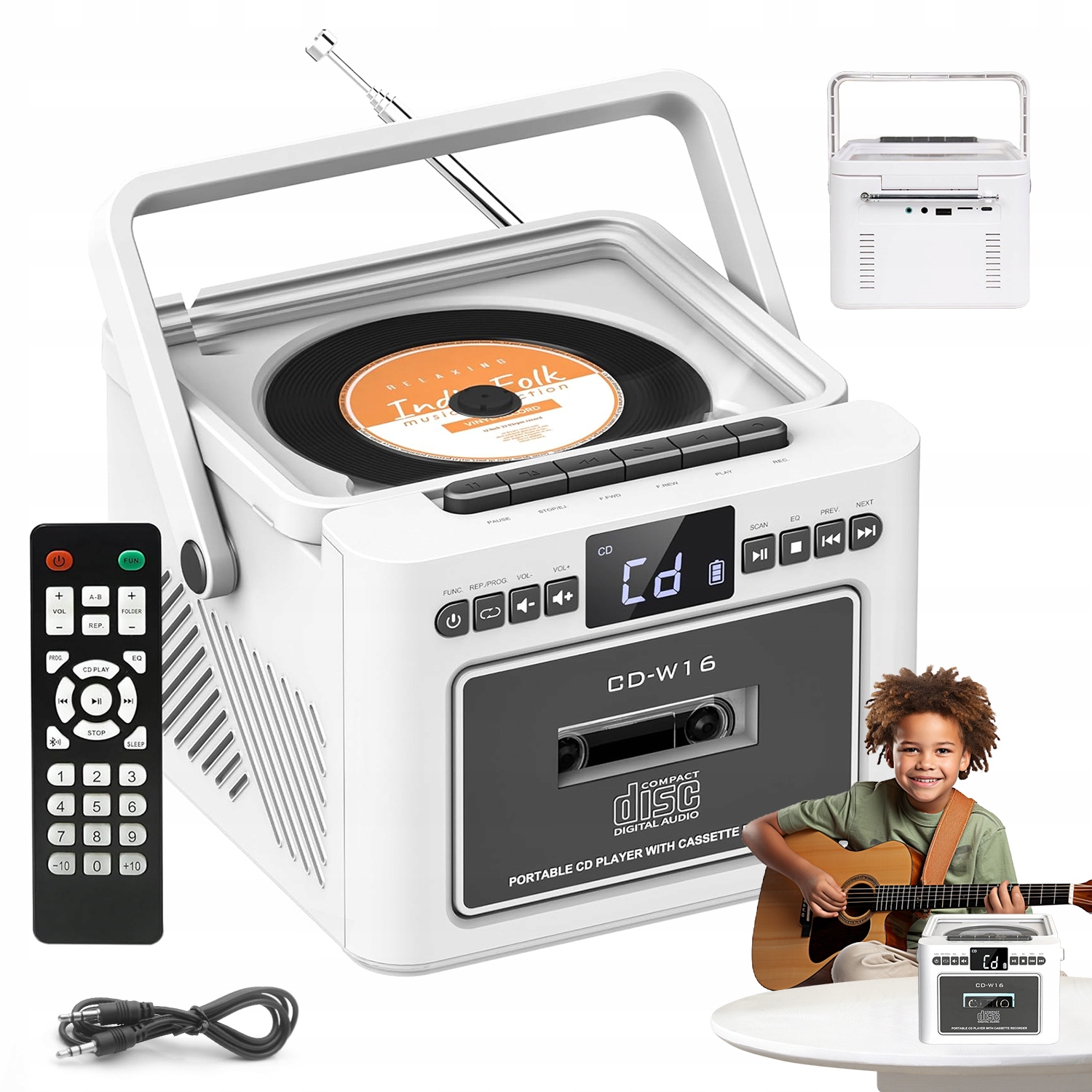 CD Přehrávač Přenosná Bluetooth Kazeta Fm Rádio Discman MP3 Aux Reproduktory