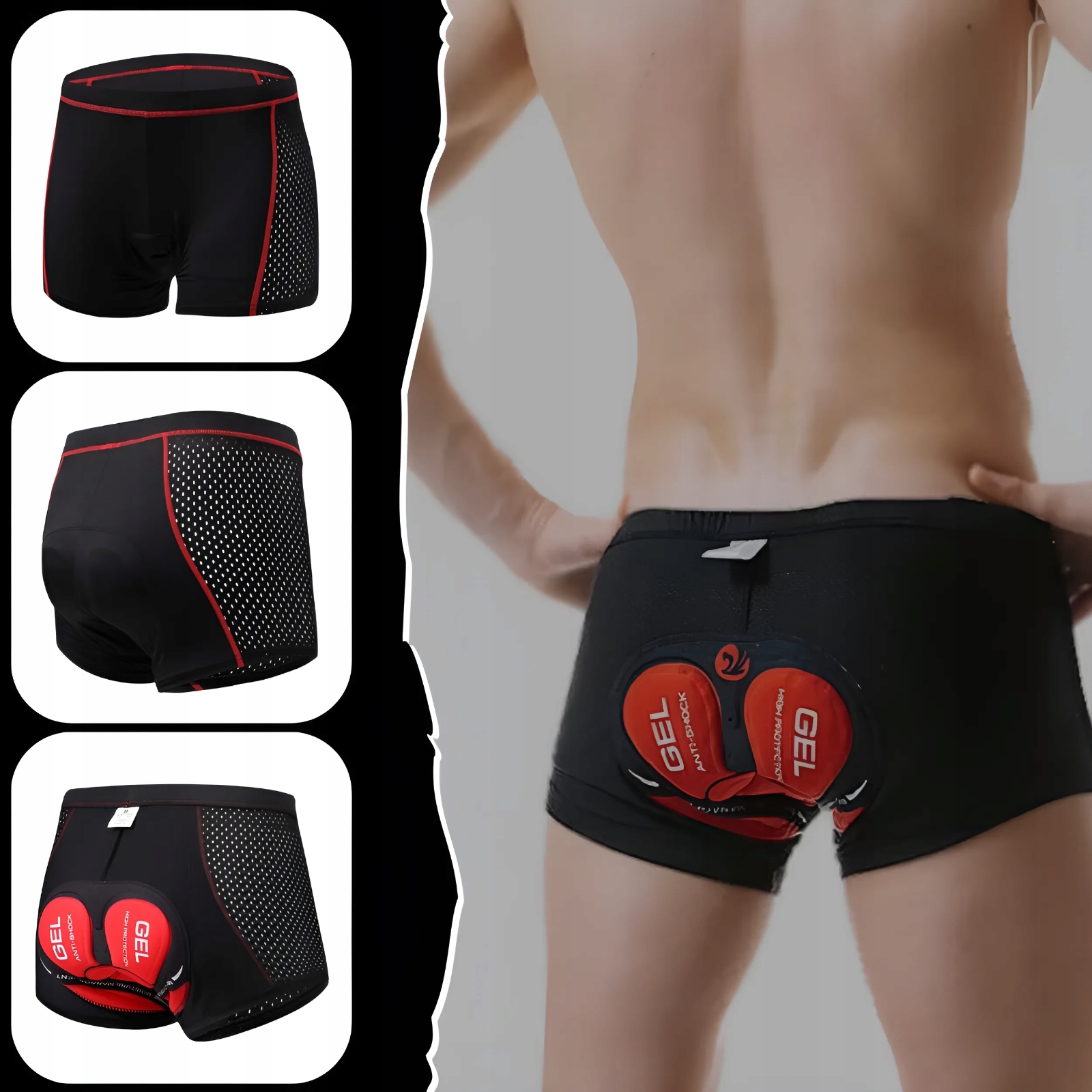 SPODENKI ROWEROWE SZORTY KOLARSKIE BOKSERKI MĘSKIE Z WKŁADKĄ 3D ŻELOWĄ XL Model SPODENKI-SPORT-XL