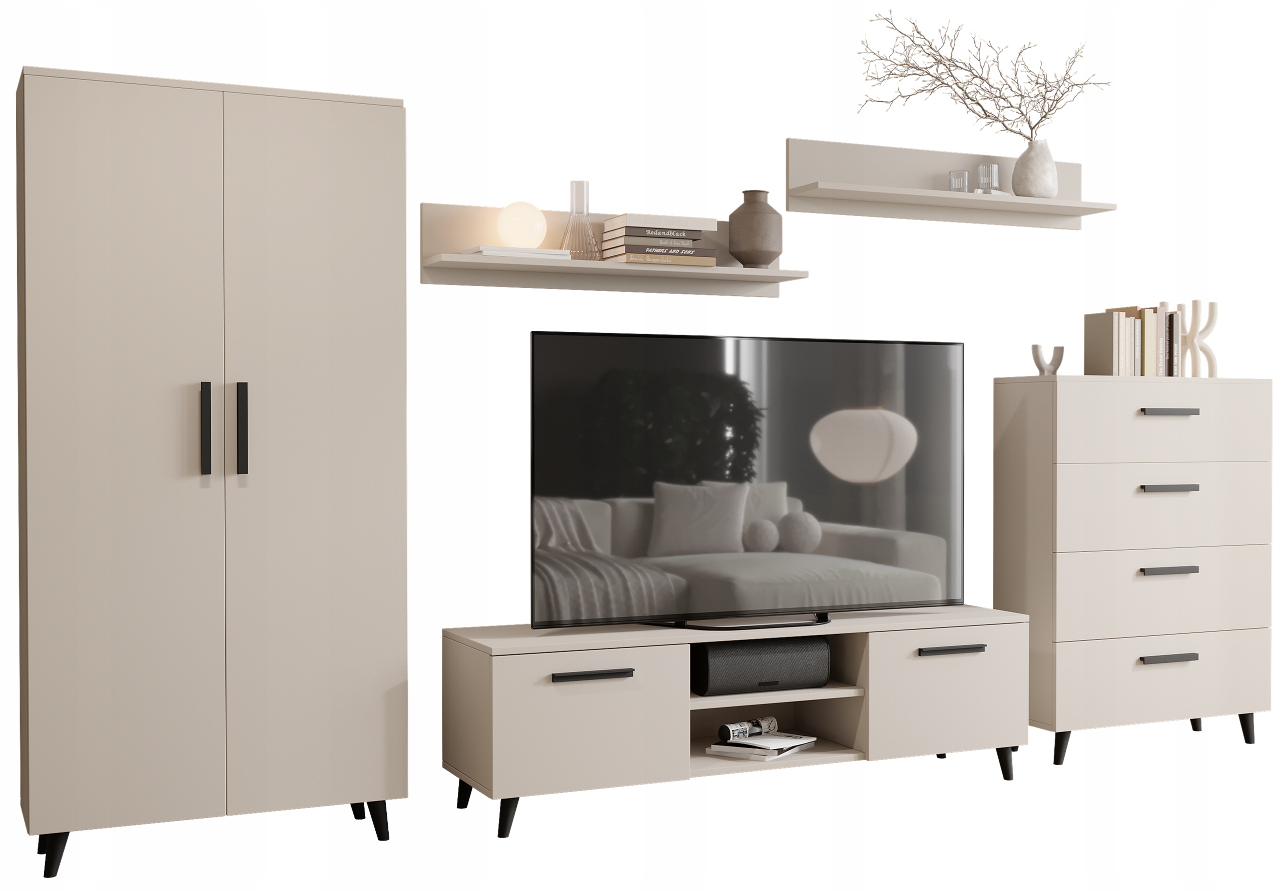 Obývacia Stena Nord 2 kašmírová komoda polička Rtv skrinka škandinávska Per