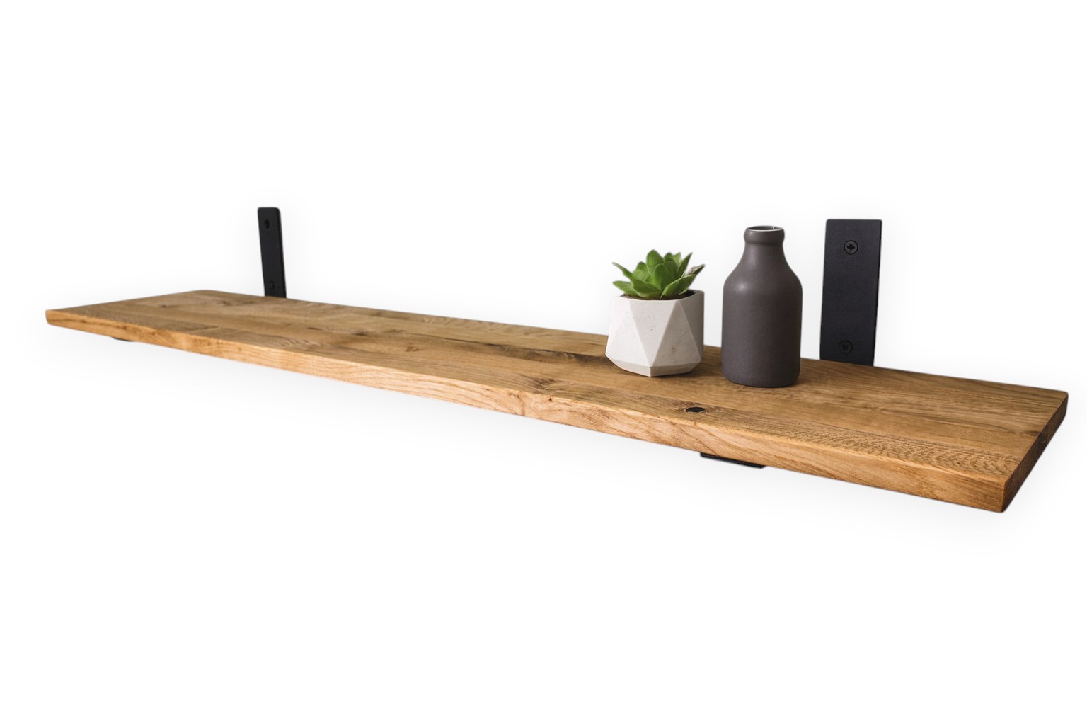 polica dub prírodný závesný na stenu Loft industriálny do obývačky 70 cm x 25 cm