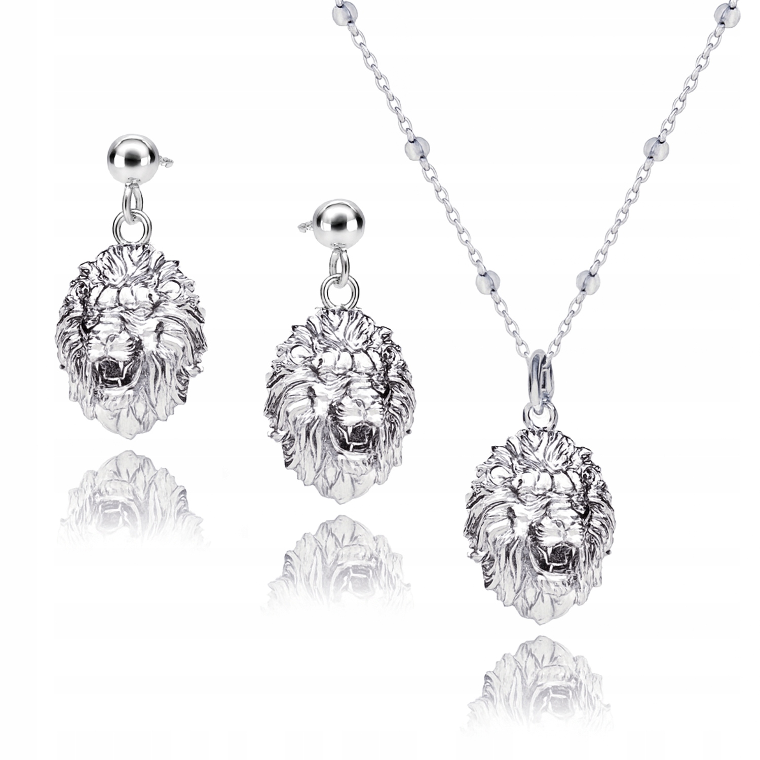 Lev Velká Hlava Lva Stříbrný kuličkový komplet šperků stříbro 925