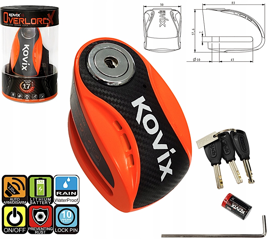 Motocyklové Blokování Brzdového Kotouče S Alarmem Kovix Velký Motocyklový Skútr