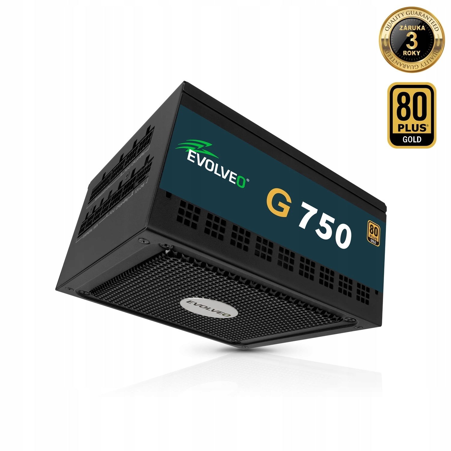 Evolveo G750, zdroj 750W, 80+ Gold, Atx 3.1, aPFC, 140 mm ventilátor, plne