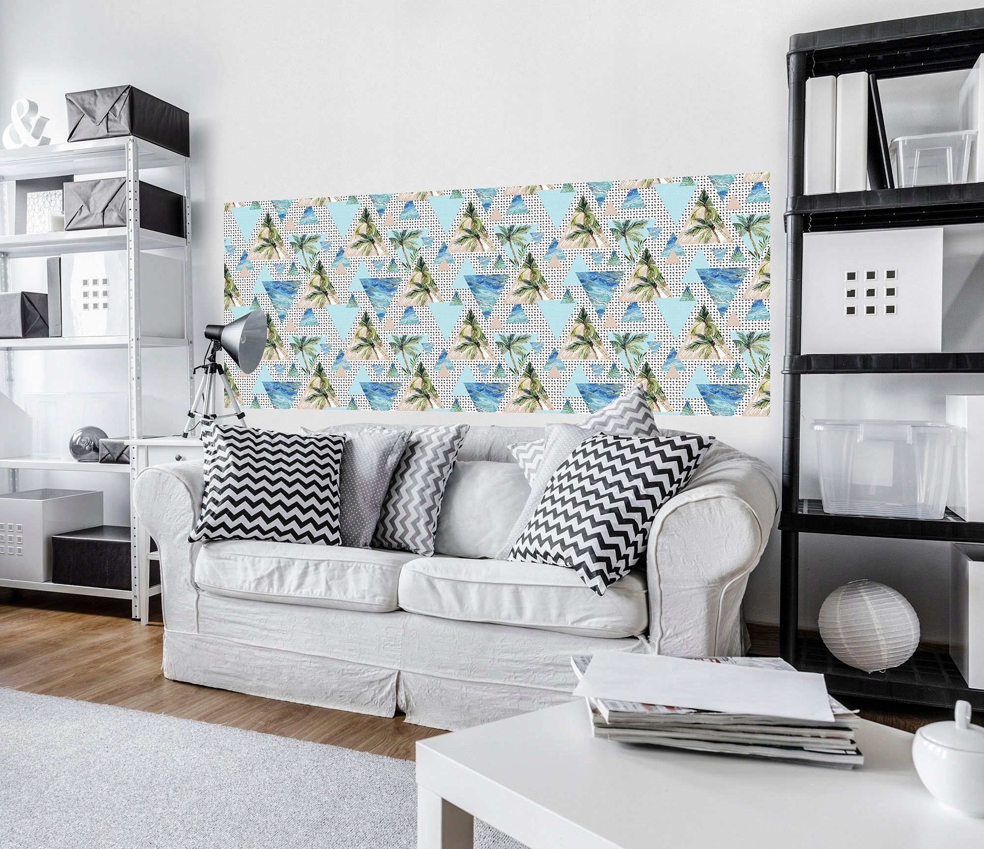 Fototapeta Pláž s palmami Trojúhelníky Geometrie Relax Písek 250x104 lepidlo
