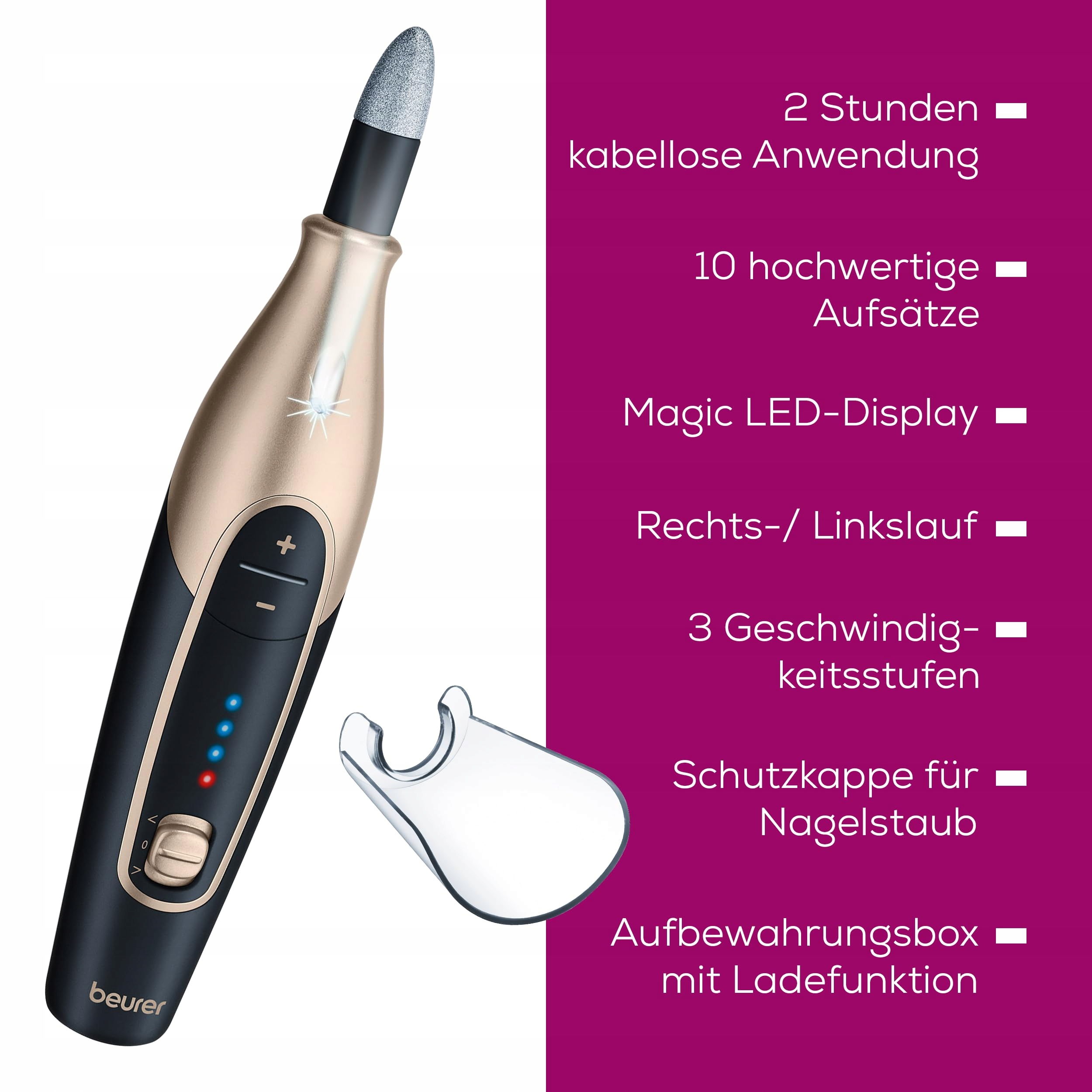 BEURER MP 84 Elektryczny Zestaw Manicure Pedicure LED Akumulator — miniatura 6