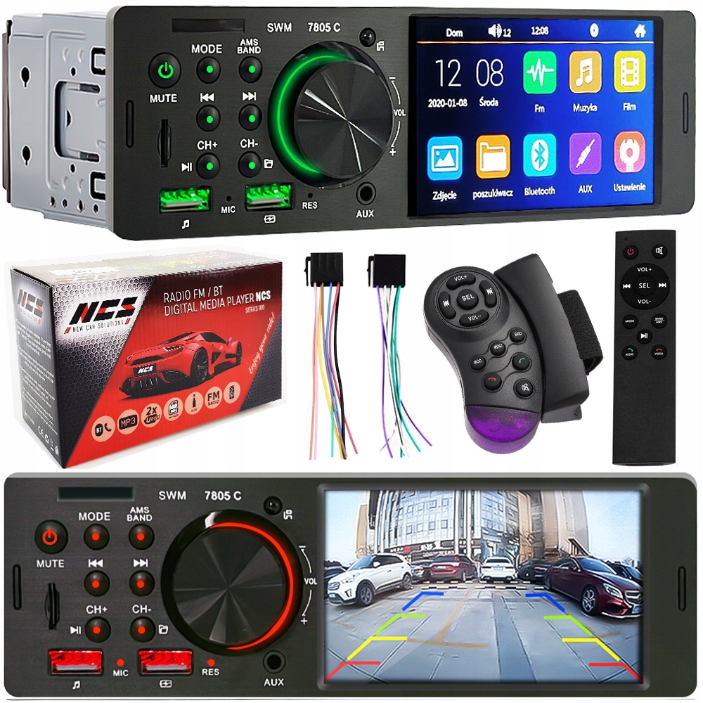 

Radio Samochodowe 1DIN Ekran 4,1" Usb Bluetooth Sd