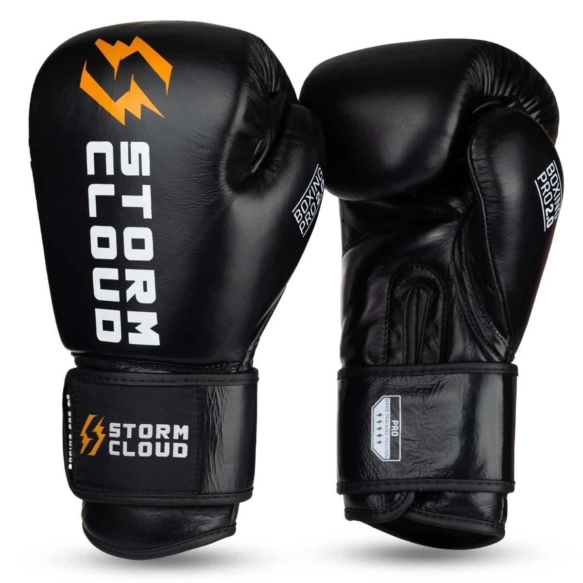 StormCloud Rękawice Bokserskie ze skóry bydlęcej Boxing Pro 2.0 Czarne 16oz