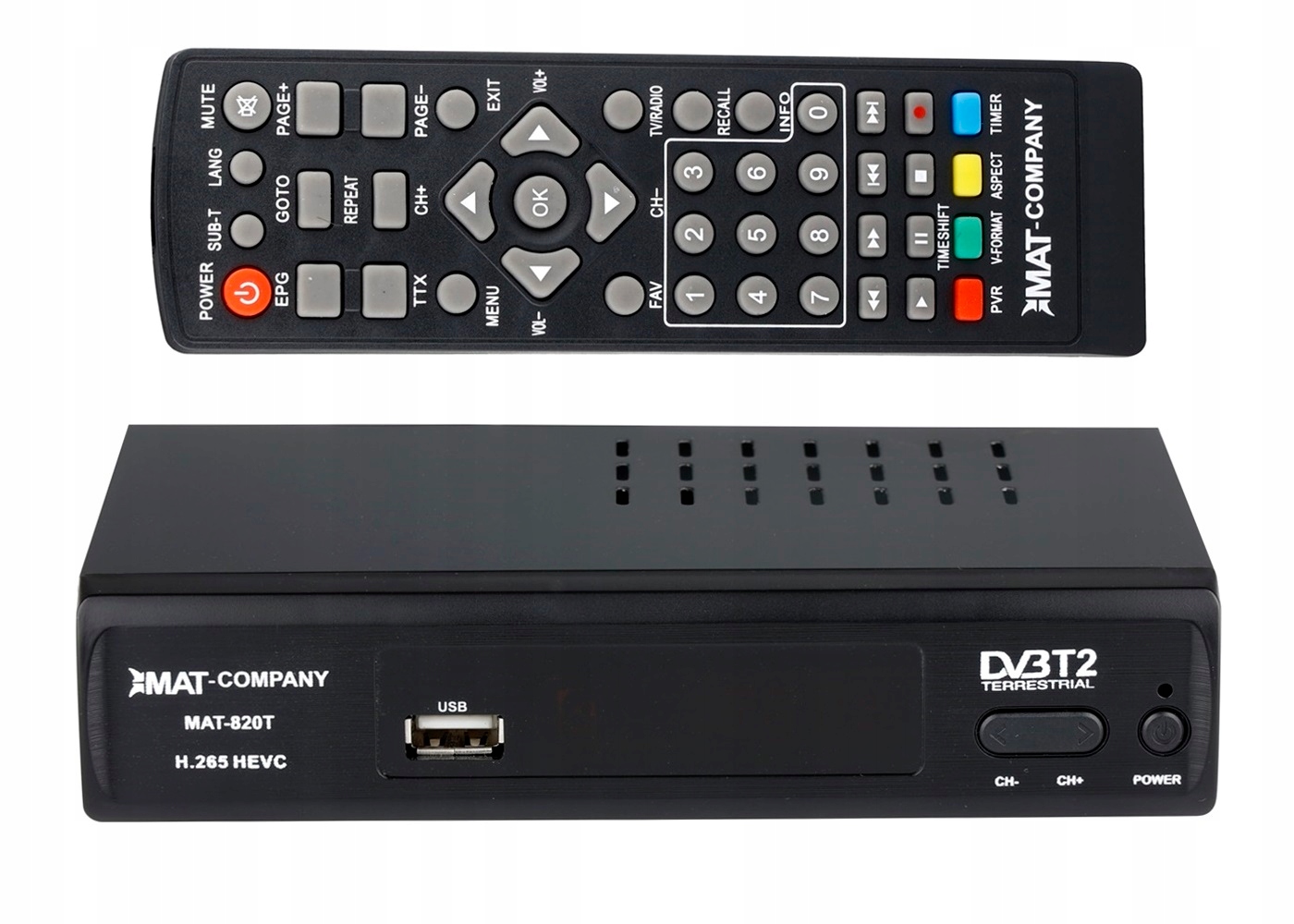 TUNER DEKODER STB HD DVB-T MPEG-4 E-AC3 AAC+ Kod producenta MAT-820T