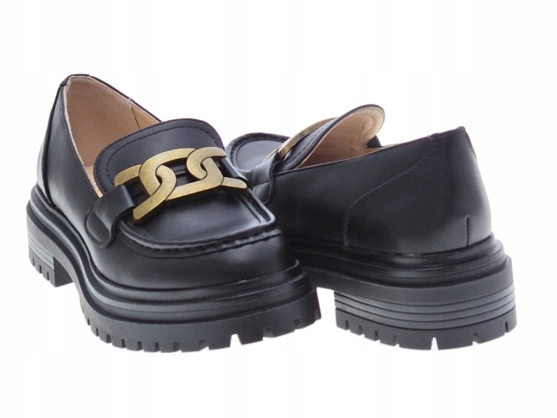 Czarne półbuty mokasyny na platformie Black r.39 Marka inna