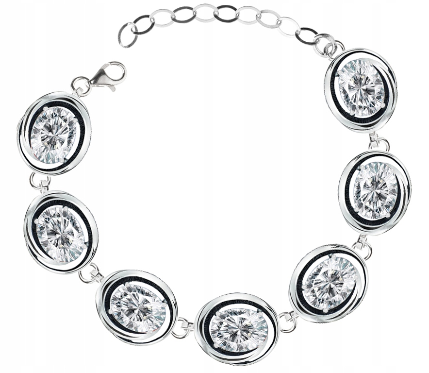 

Srebrna Piękna Bransoletka Z CYRKONIAMI.Pr.925!