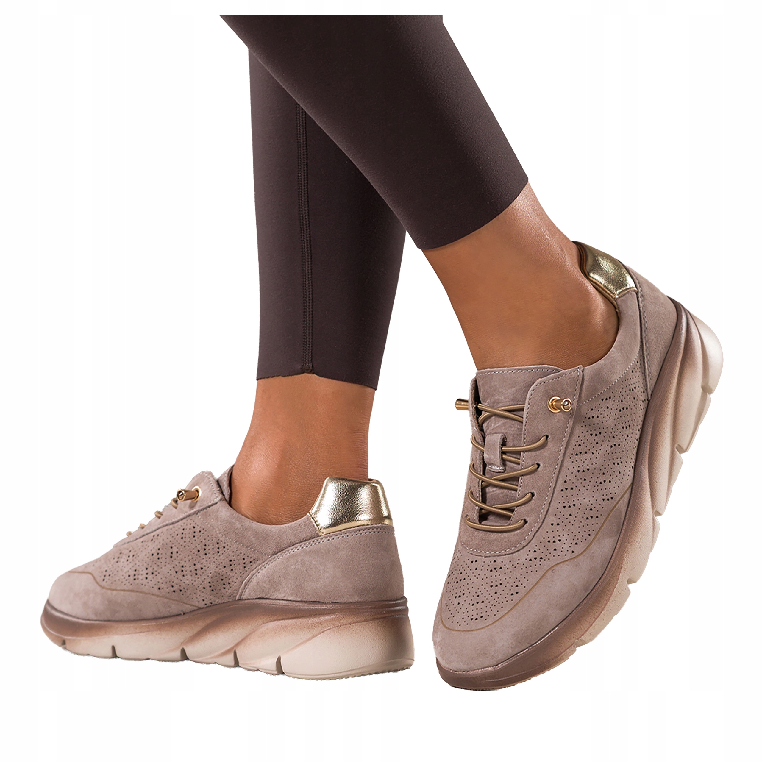 Béžové dámské kožené tenisky na platformě, šněrovací, velikost 39