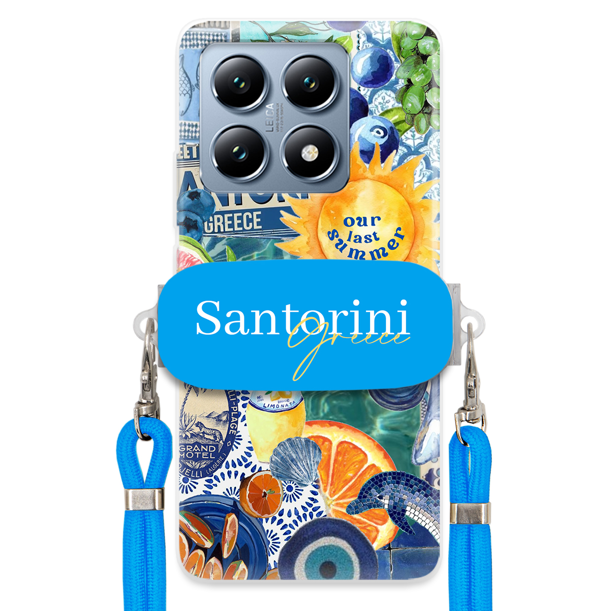 Puzdro pre Xiaomi 14T Modrá Crossbody šnúra držiak Santorini Sea Vibes