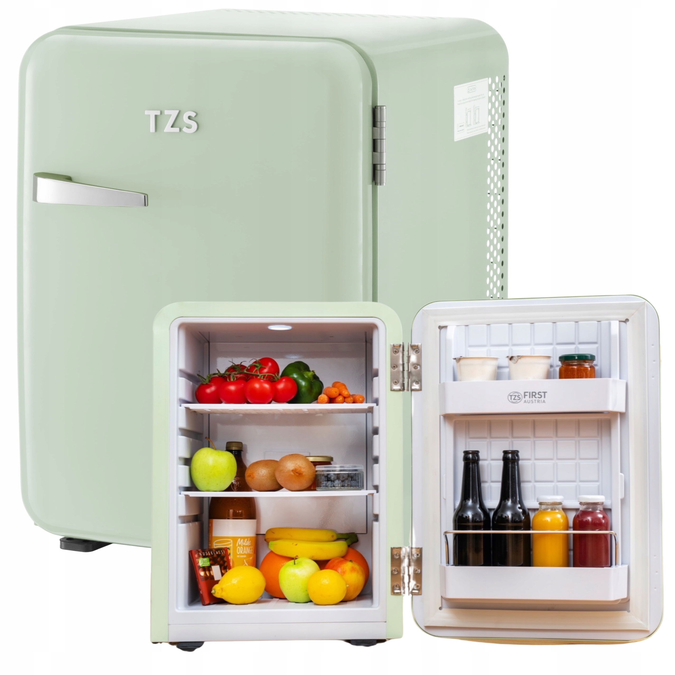 Mini Lodówka Podblatowa 40L Led Cicha Retro Miętowa do Biura Hotelu