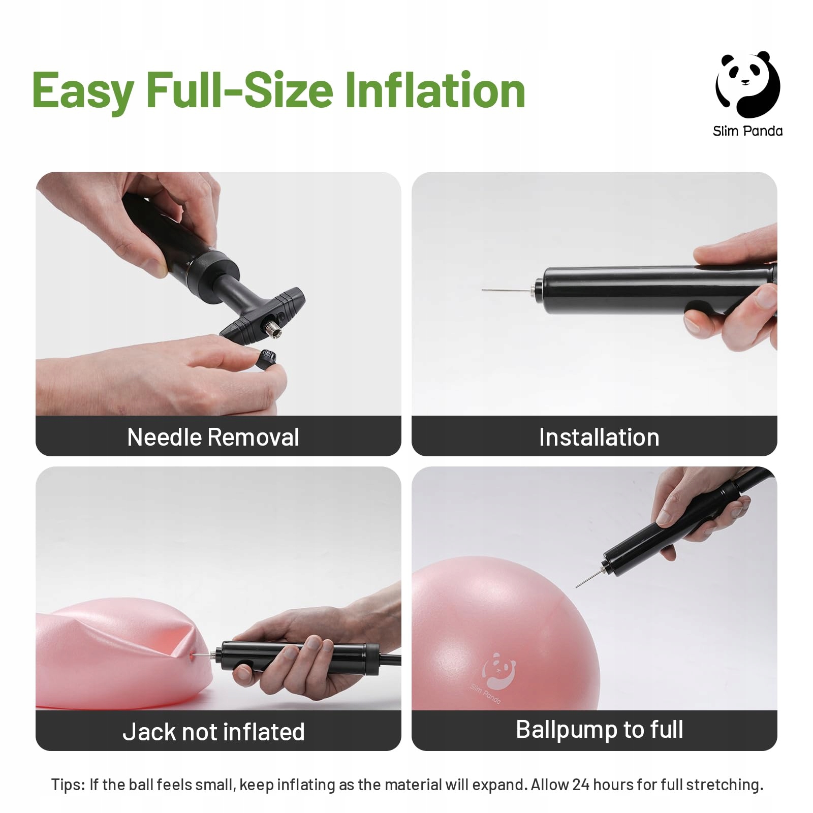 SLIM PANDA Piłka Gimnastyczna 23-25cm z Pompką do Pilatesu i Jogi — miniatura 4