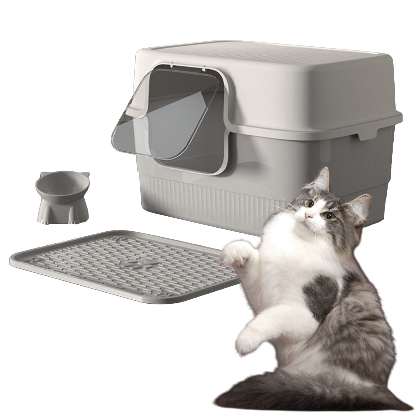 Levně Toaleta Pro Kočky Je Uzavřen Velkou Miskou A Lopatkou Na Stelivo Pro Kočky