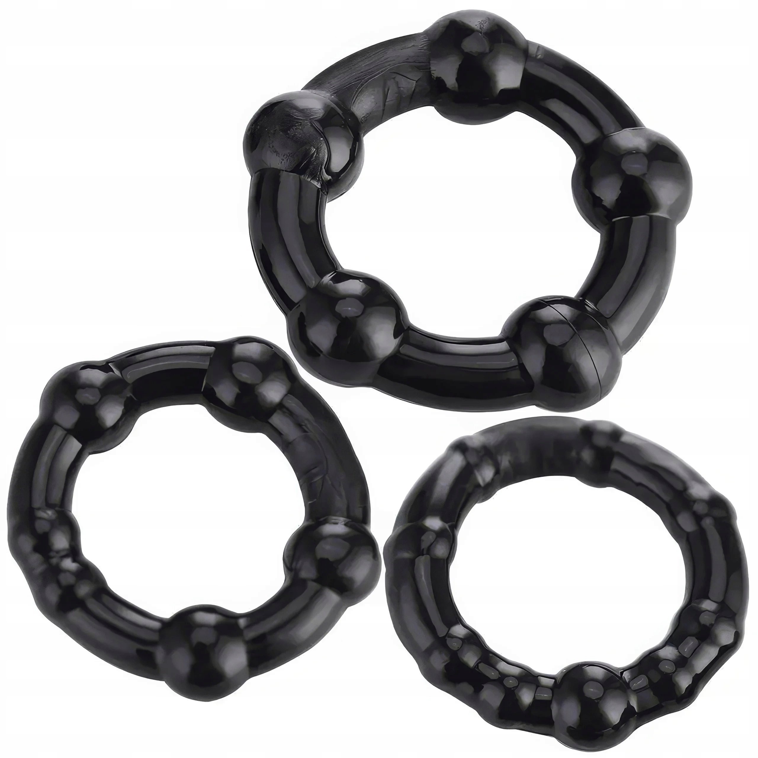 TRZY PIERŚCIENIE EREKCYJNE NA PENISA - OPÓŹNIAJĄ WYTRYSK RING UCISKOWY