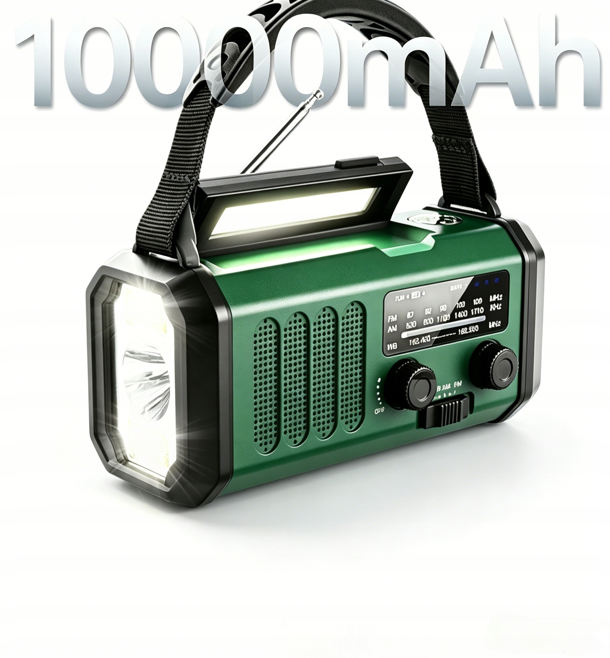 Solárne núdzové rádio Fm Am Sos s nabíjačkou Usb a kompasom 10000 mAh