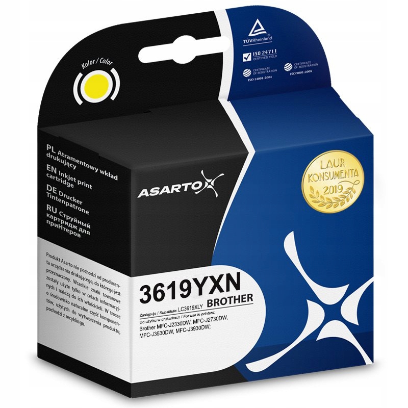 Tusz Asarto do Brother 3619YXN LC3619XLY 1500 str. yellow