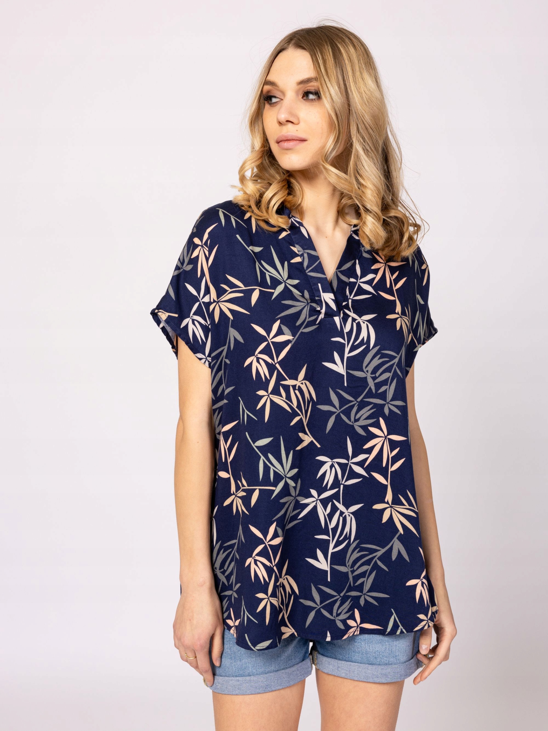 Heavy Tools Dámská Košile Halenka S Krátkým Rukávem Rilla Bamboo Tmavě Modrá Vel. Xs