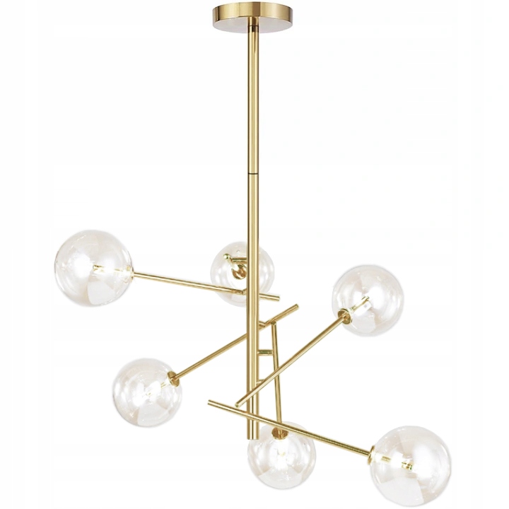 Stropná Závesná Lampa Industrial Zlatá Zlaté Sklenené Gule Lesklá