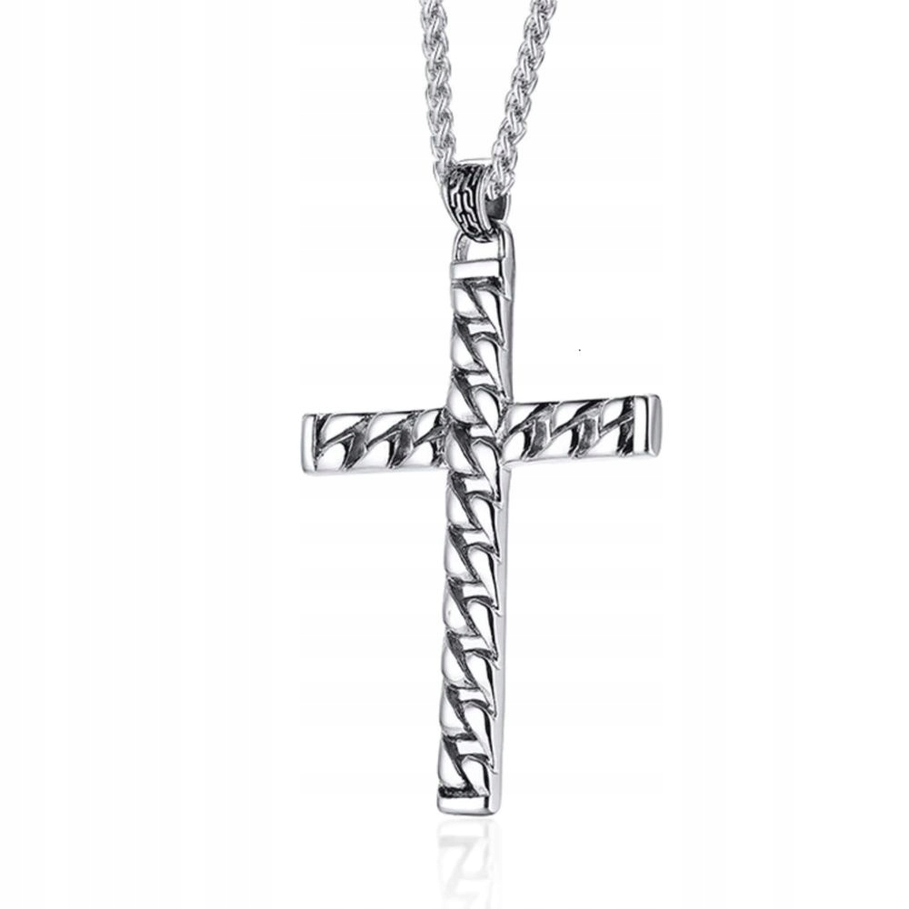 DUŻA ZAWIESZKA KRZYŻYK PANCERKA + ŁAŃCUSZEK STAL