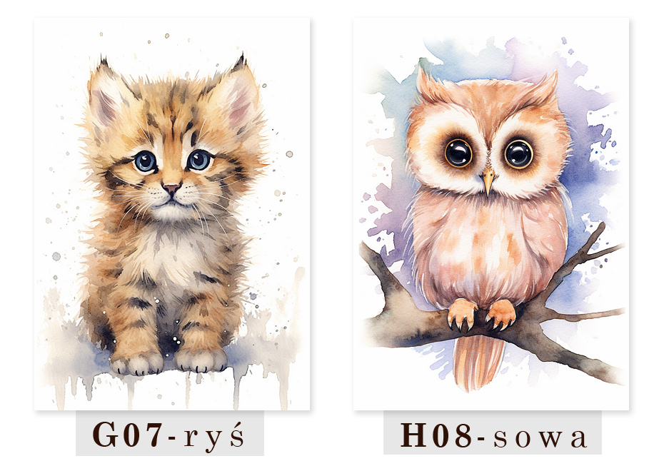 DUŻY PLAKAT OBRAZ DZIECIĘCY ZWIERZĘTA LEŚNE LAS MIŚ SARNA - WZORY A2 40x60 Rodzaj bez ramy