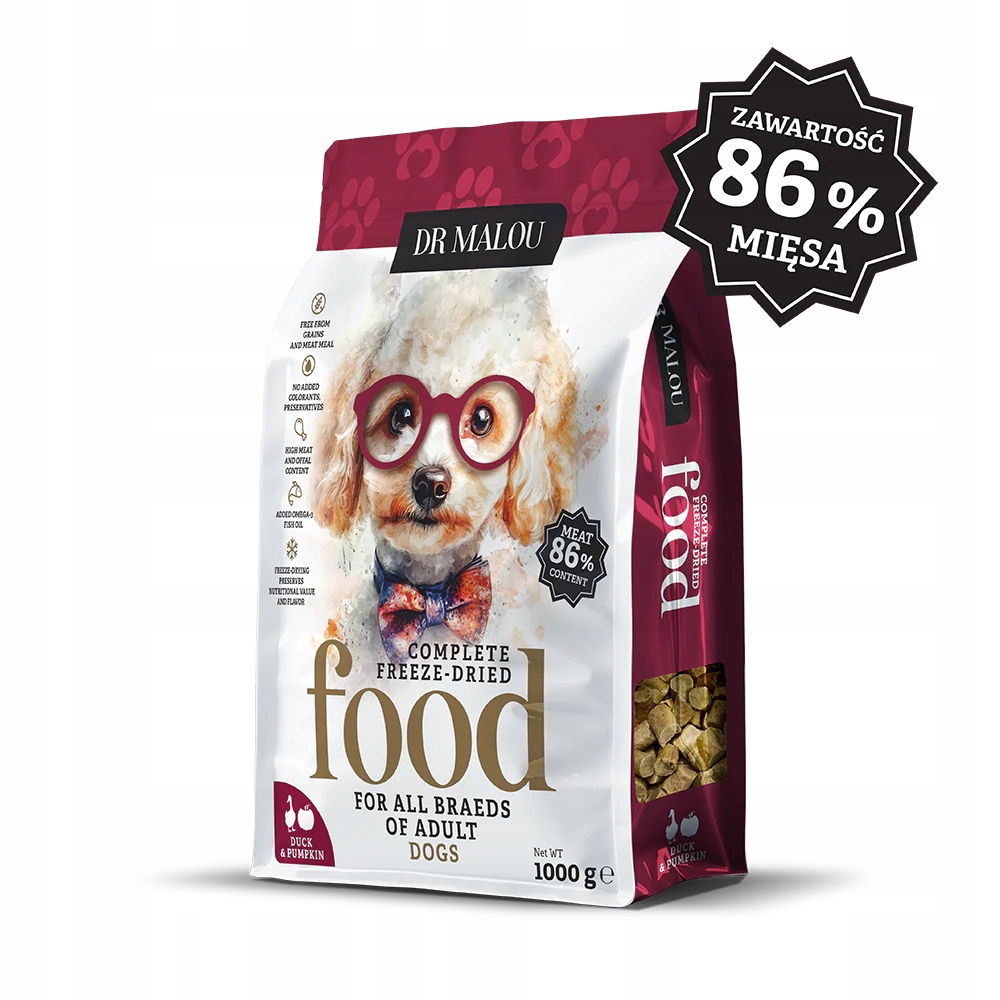 Dr Malou Kaczka z dynią dog liofilizowana karma pełnoporcjowa 1000g