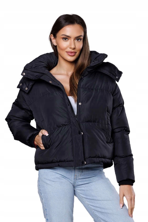 Krátká Bunda S Kapucí 5M3117 Černá L (40)