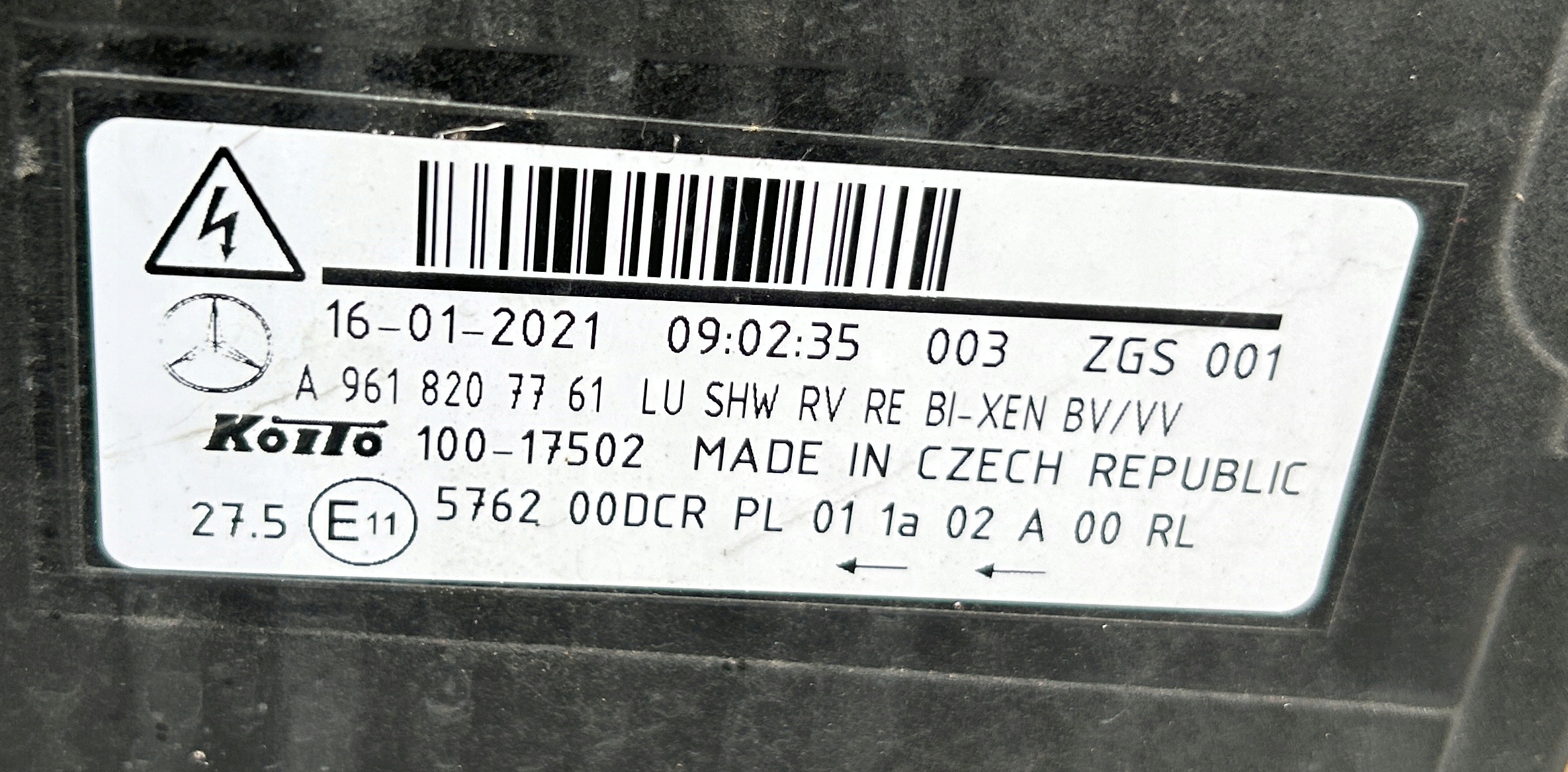 light right front MERCEDES AROSC ANTOS XENON A9618207761
