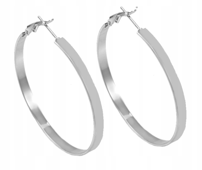 KOLCZYKI SREBRNE KOŁA STAL CHIRURGICZNA 5 CM