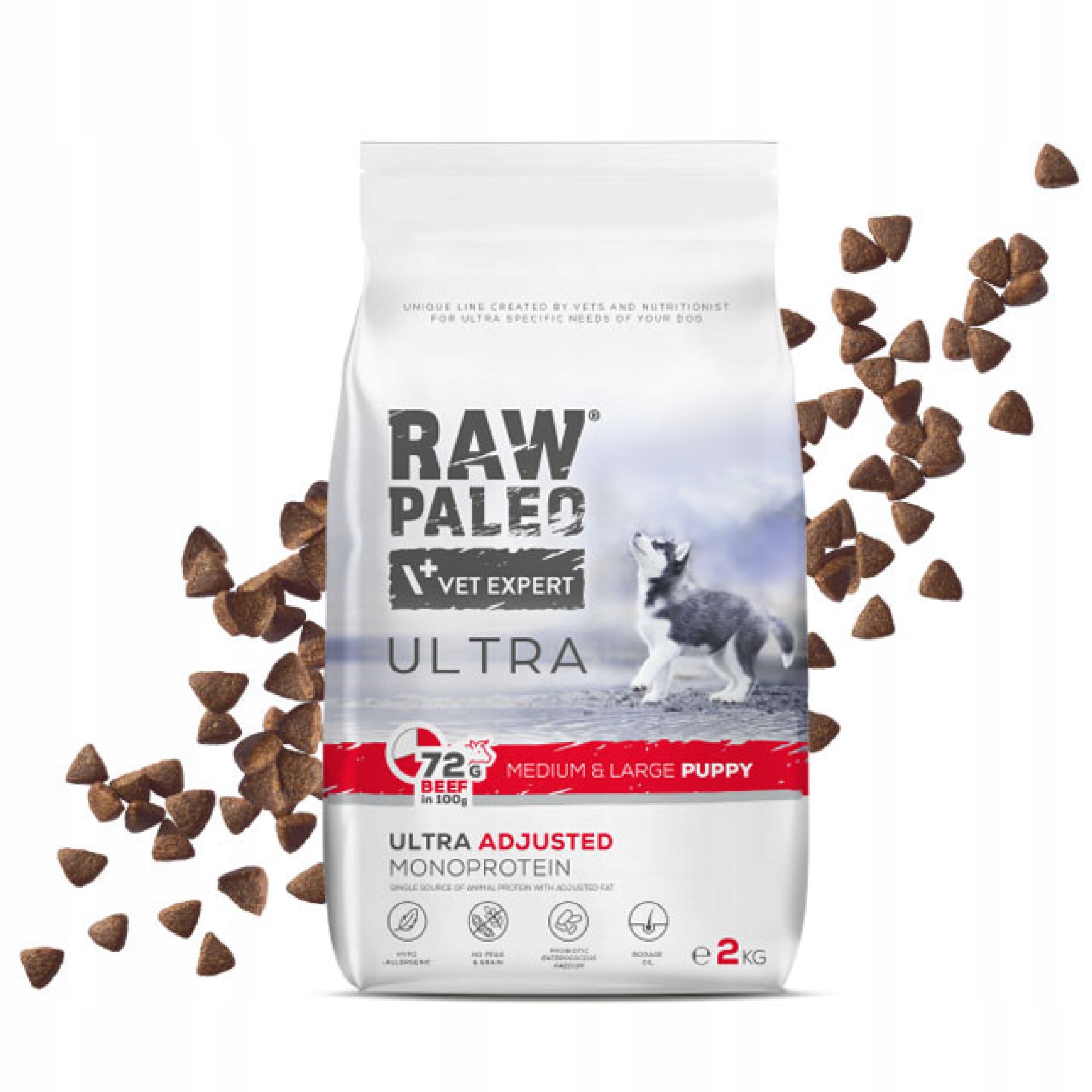 Levně Raw Paleo Vetexpert Raw Paleo Ultra Krmivo pro štěňata Medium/Large Hovězí