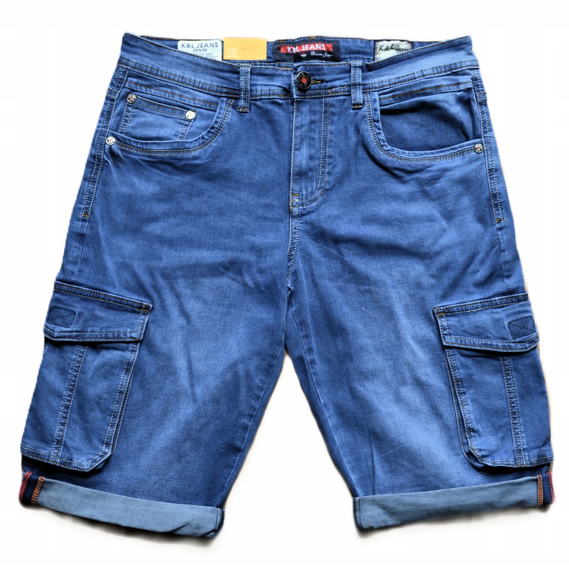 Krátké Kraťasy kapsáče Džínové za koleno Pohodlné W 40 K&l
