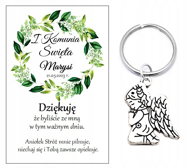 PODZIĘKOWANIE KOMUNIA ANIOŁEK DLA GOŚCI BRELOK MIX