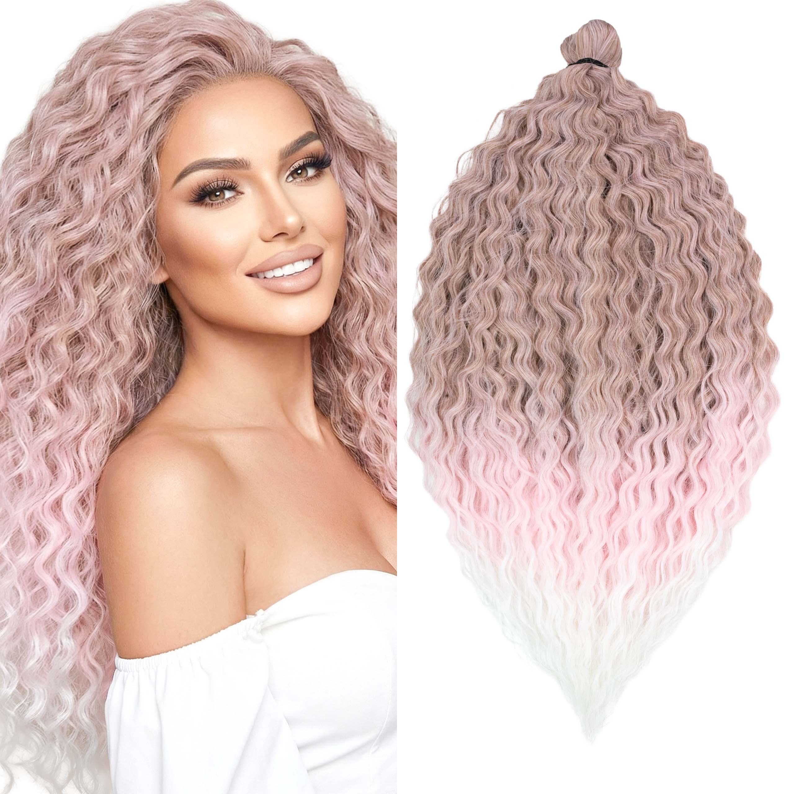 Włosy syntetyczne sztuczne fale Afroloki vibe curl Arielki ombre róż 55cm