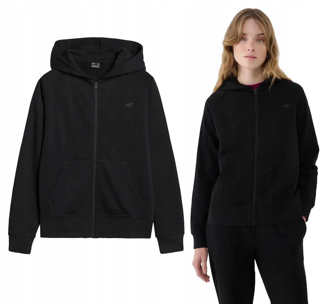 Dámská Tepláková mikina 4F F1763 se zipem s kapucí černá S