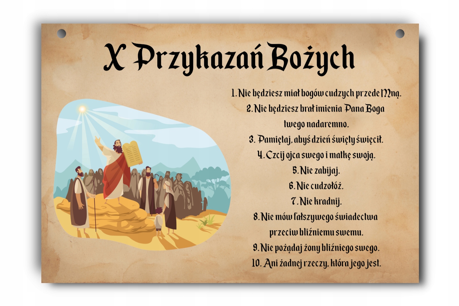 

Tabliczka do zawieszenia Dziesięć Przykazań Bożych