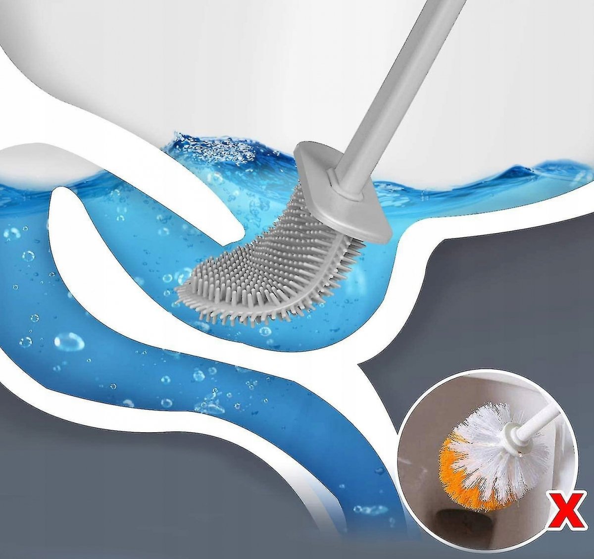 SZCZOTKA DO WC SILIKONOWA PŁASKA SZARA TOALETOWA SOLIDNA I ESTETYCZNA Rodzaj wolnostojące