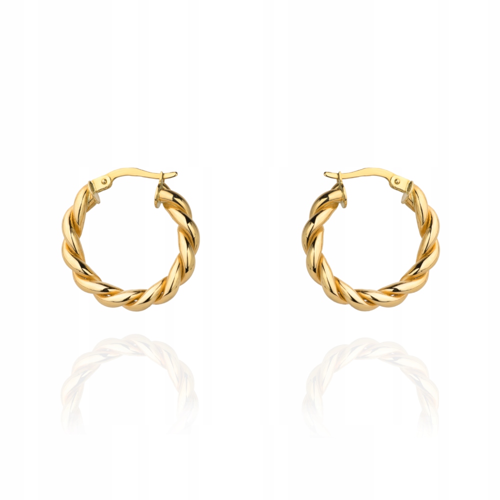 Zlaté náušnice s kolečky 585 Pletená kolečka 2.16 g Bez kamenů Kolečka dárek