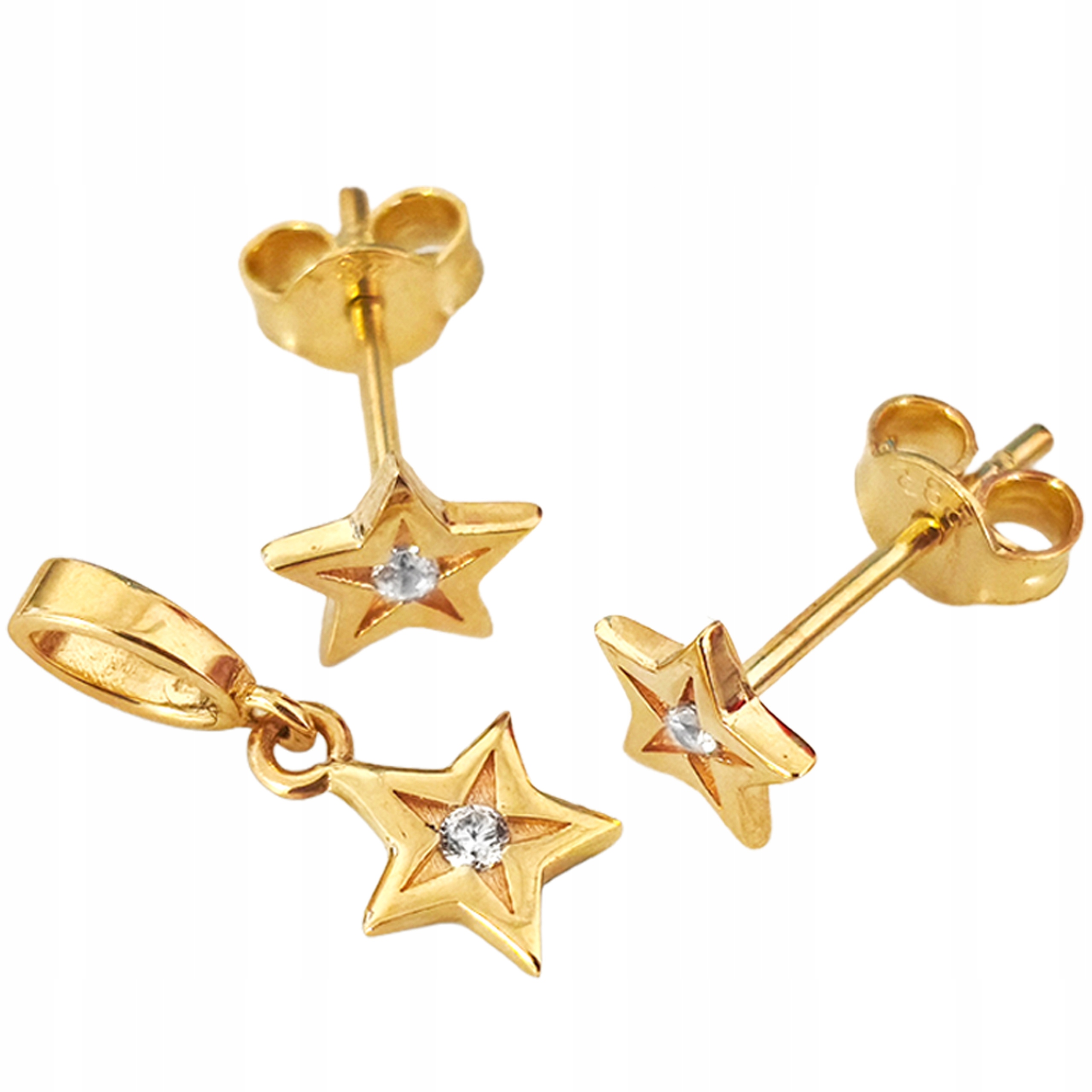 Sada náušnice a přívěsek 585 módních hvězd s kubickou zirkonií jako dárek 14k
