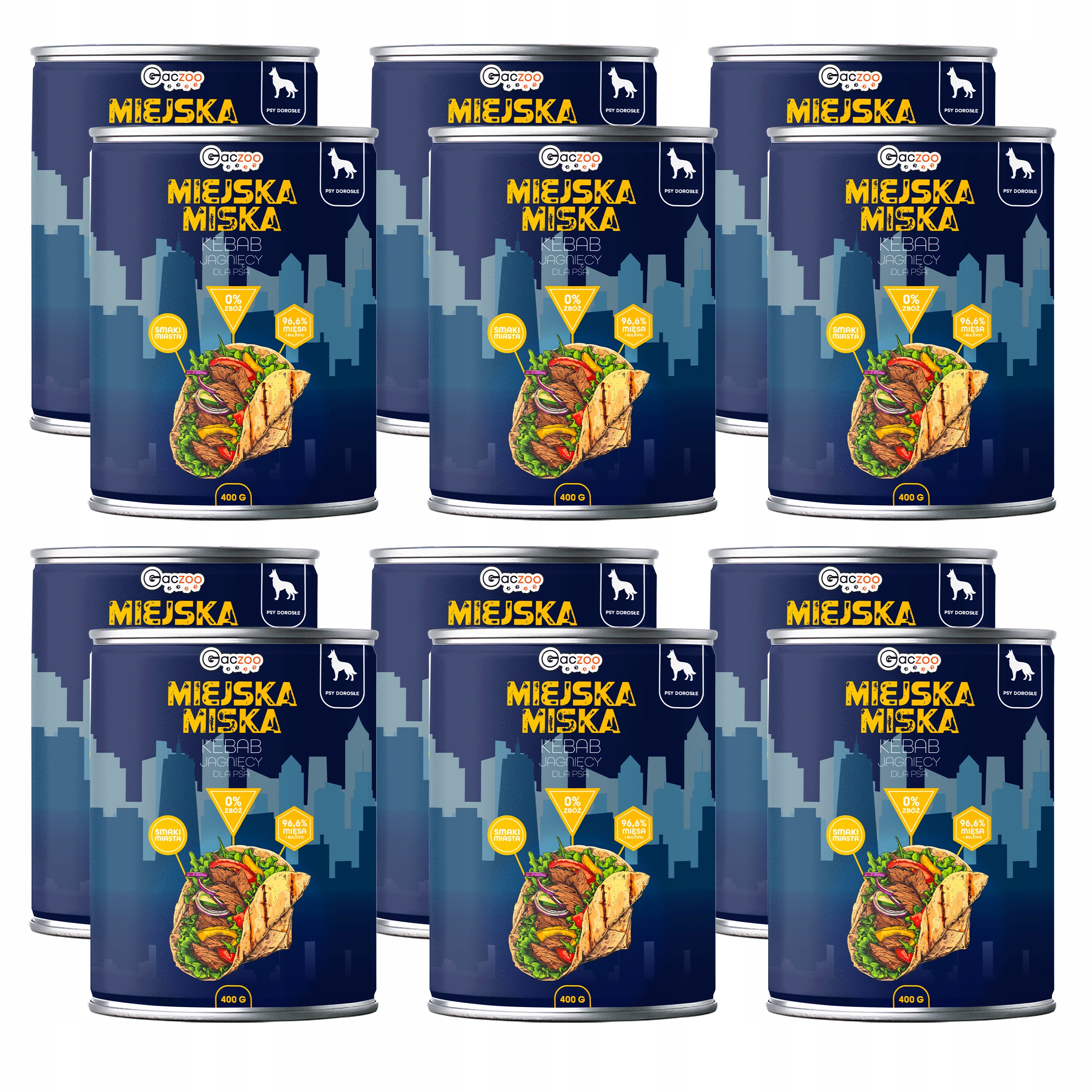 Levně Gaczoo Městská miska bez obilovin krmivo mokré pro psa Jehněčí kebab 12 x 400 g