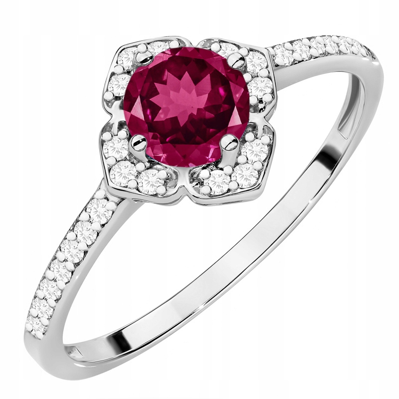 Zlatý Prstýnek pr. 585 14k s brilianty a rodonitem 0,60ct