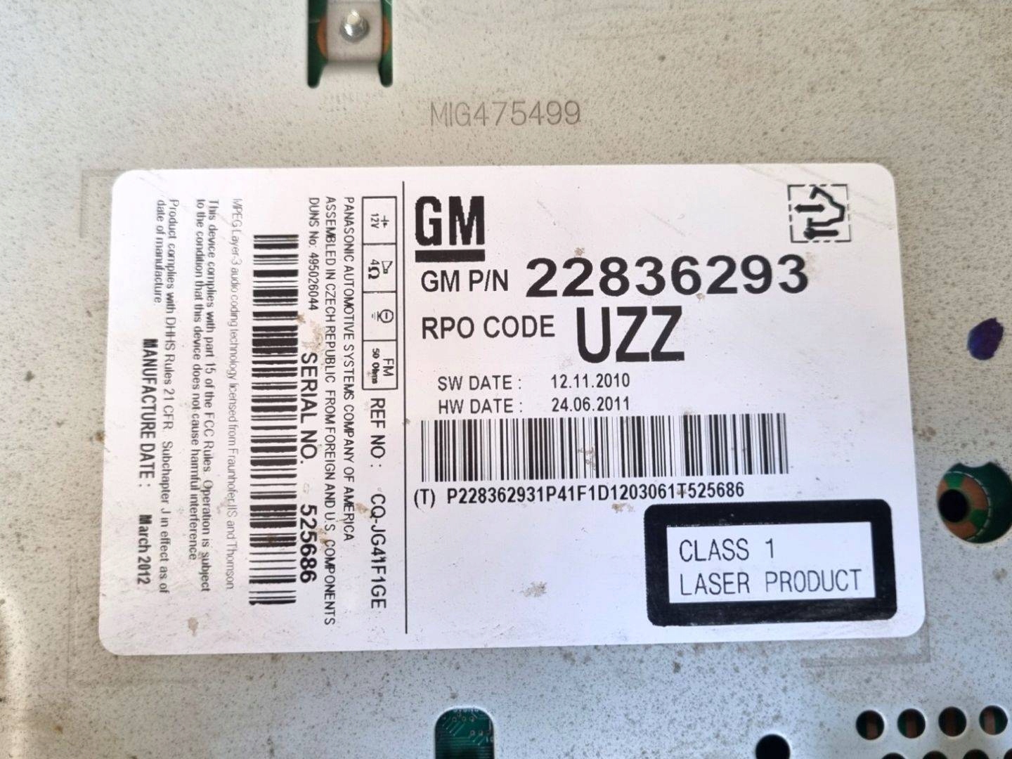 Radio samochodowe Opel Insignia A 2012 22836293