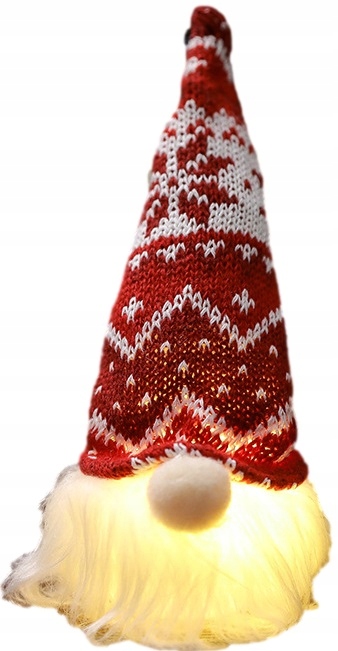 WISZĄCY SKRZAT KRASNAL GNOM ŚWIĄTECZNY MIKOŁAJ *LEDOWY* ŚWIECĄCY NA CHOINKE